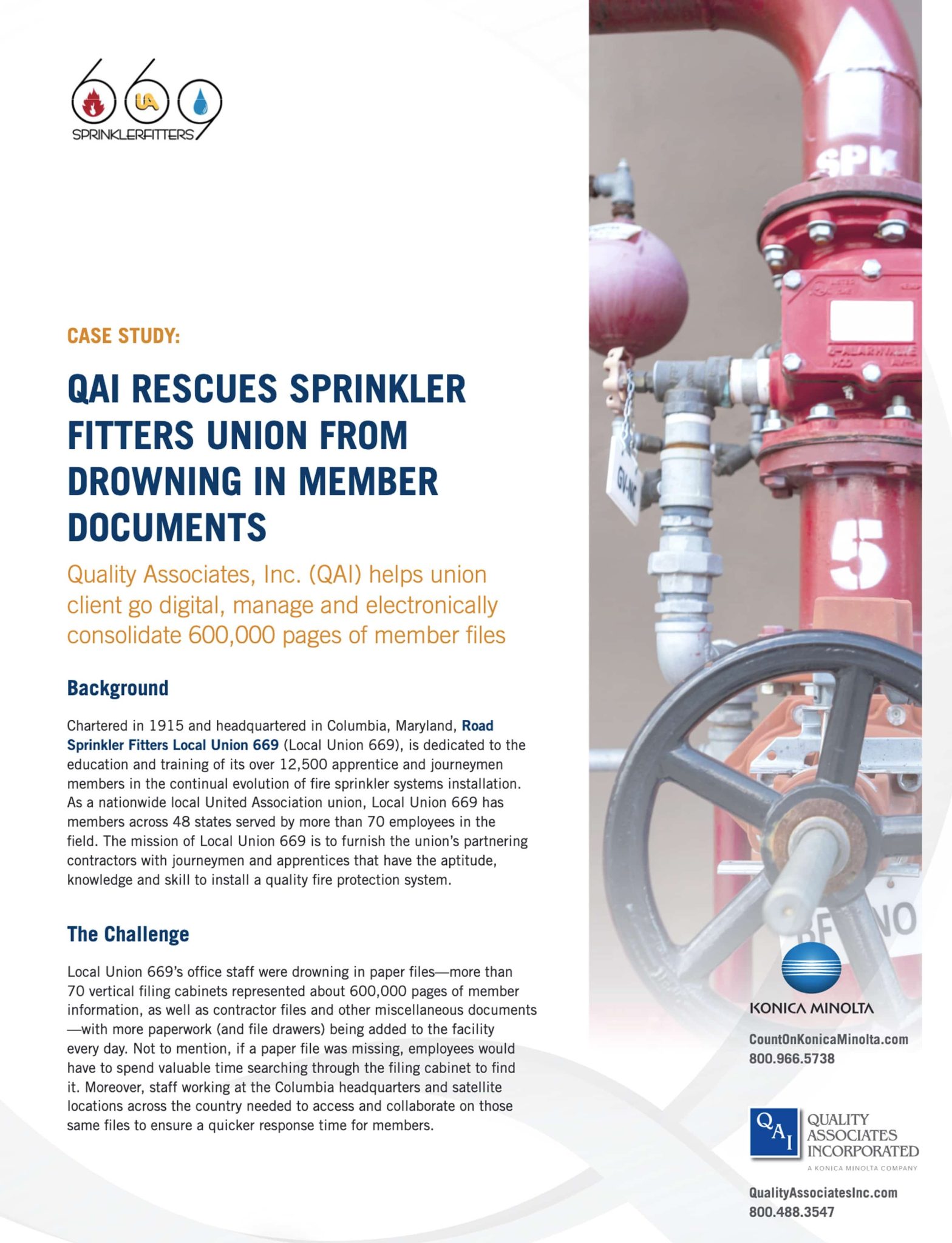 QAI Rescues Sprinkler Fitters Union from Drowning in Member Documents Quality Associates Inc.